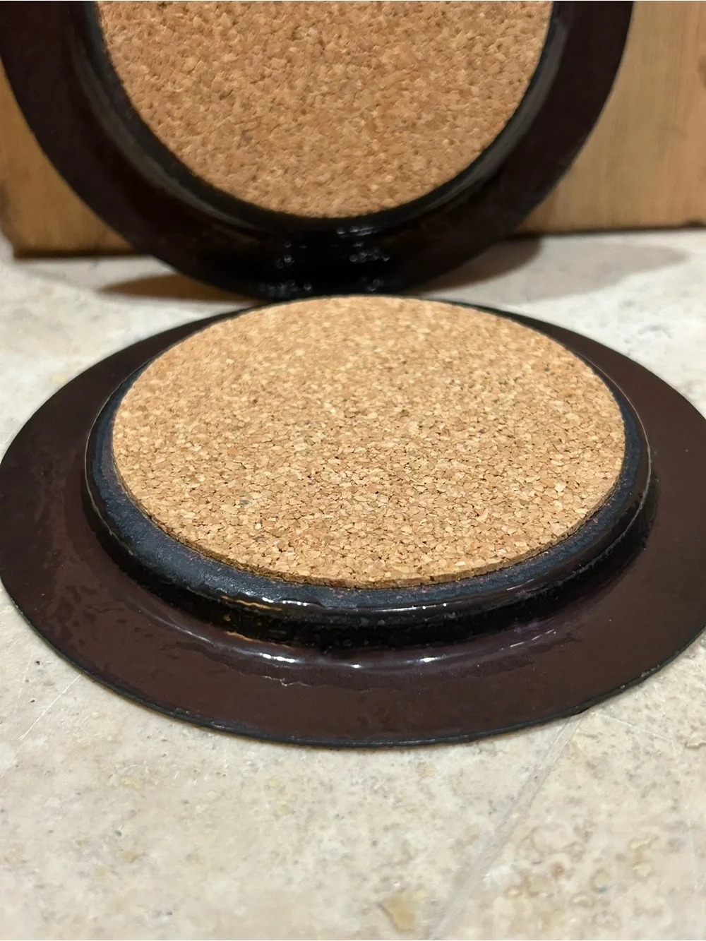 vintage handmade enamel on copper decorative red Drink Coaster Set of 2